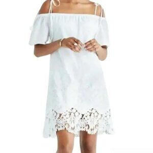 Madewell cold shoulder eyelet lace white dress